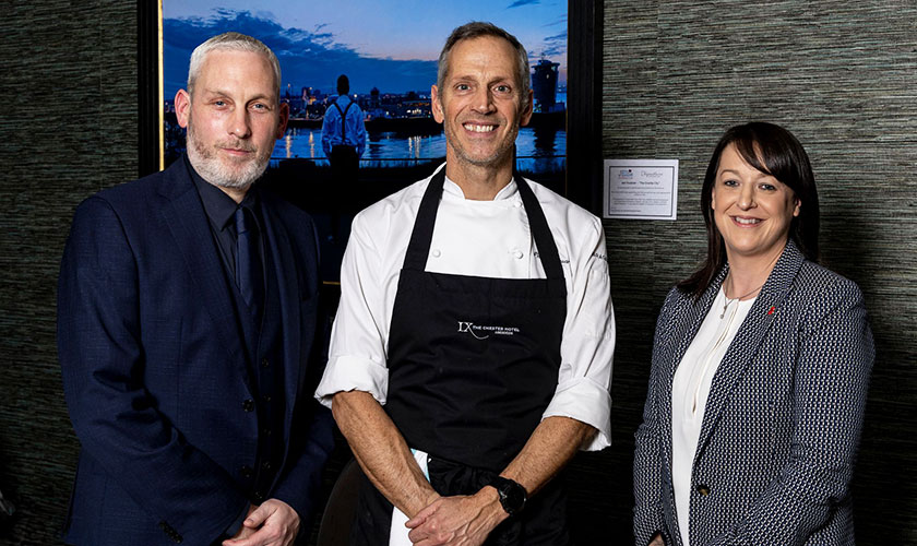 An Image of The Jellie Foundation's Graham and Gillian Wood with chef Phil Howard at Signature Food Festival
